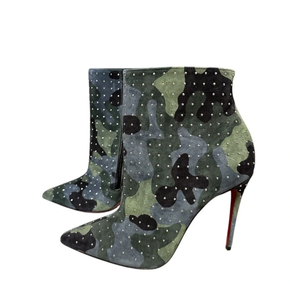 Christian Louboutin So Kate booty plume Camou Crystal accent RETAIL 1,310
